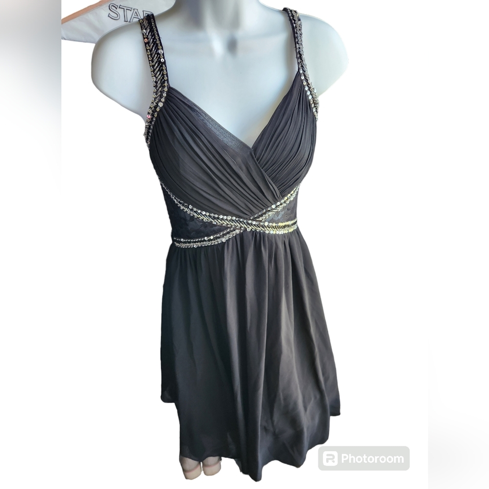 Little Mistress Black Embellished Party Fit & Flare Dress US Size 6